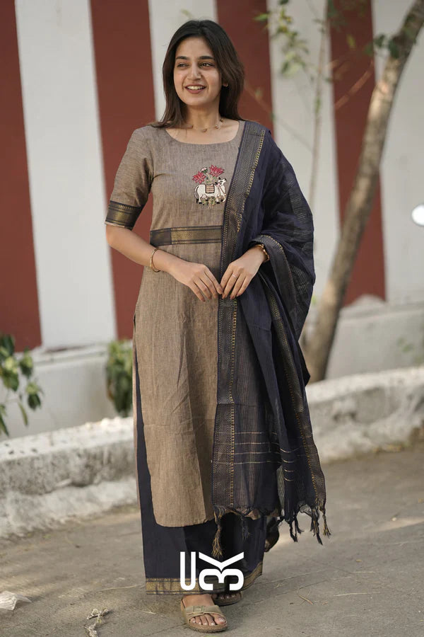 Kurta set (Dress) In Soft Brown
