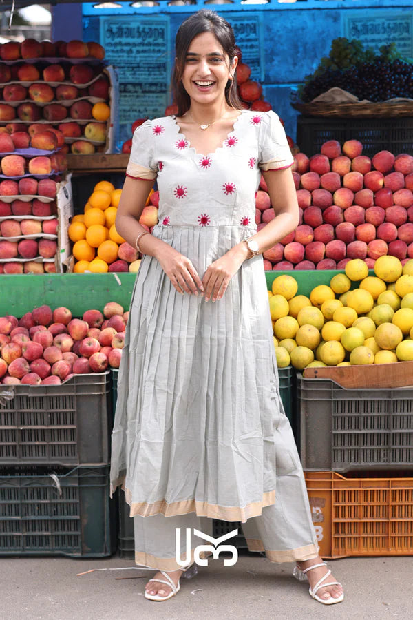 Handloom Kurta Set in Grey