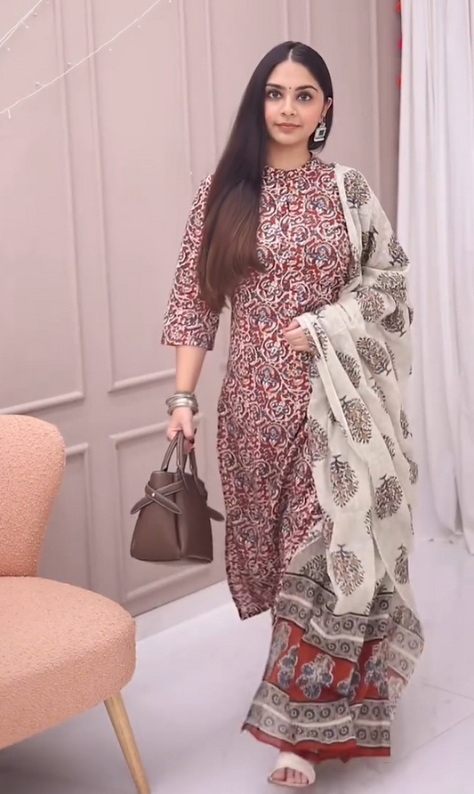 Women Viscose Rayon Kurta Pant Dupatta Set