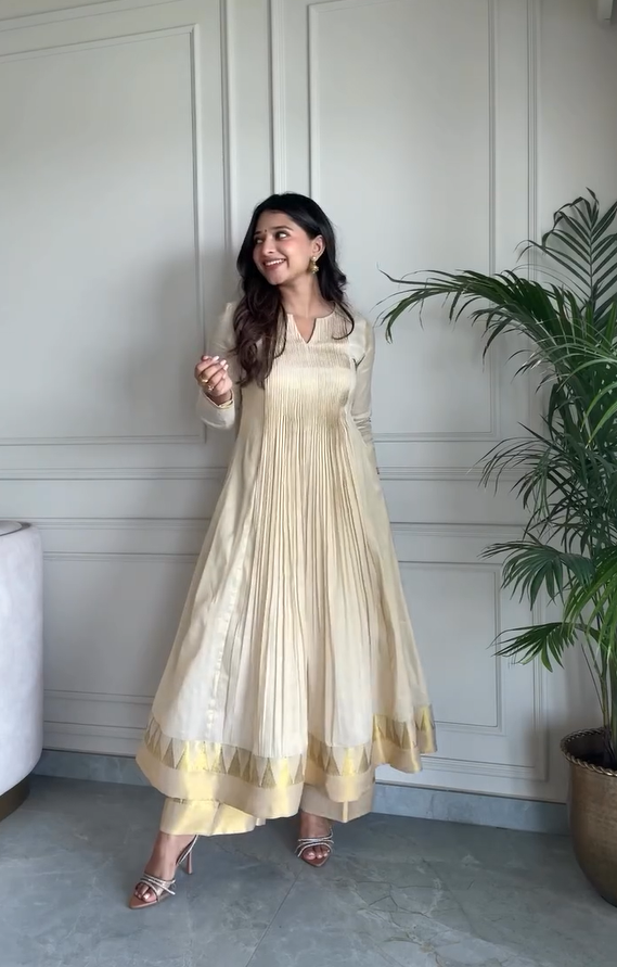 Panelled Anarkali with Hand Embroidery