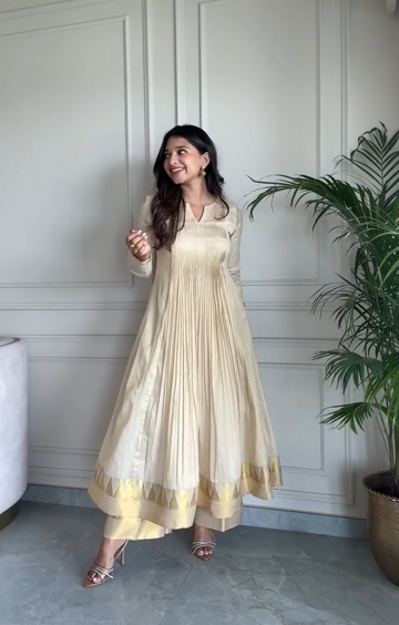 Panelled Anarkali with Hand Embroidery