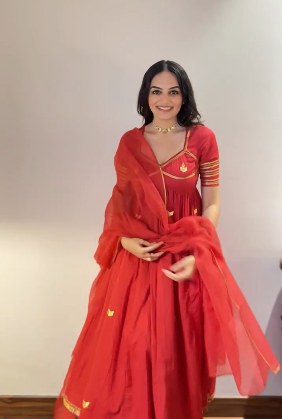 RED AANGI ANARKALI SET OF 3