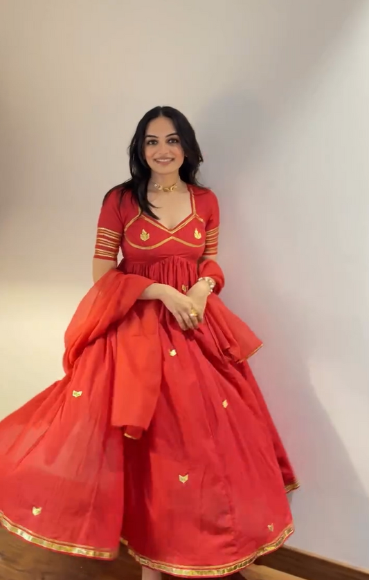 RED AANGI ANARKALI SET OF 3