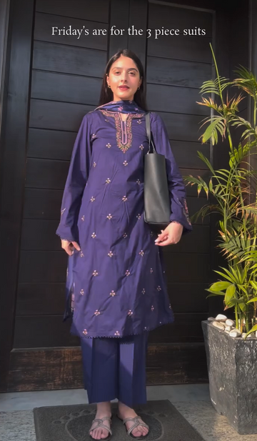 Purple Light Yoke Applique Baano Kurta Set