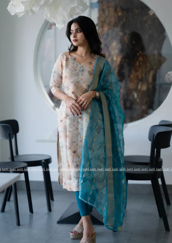 Blue Sky Garden Top & Dupatta Set